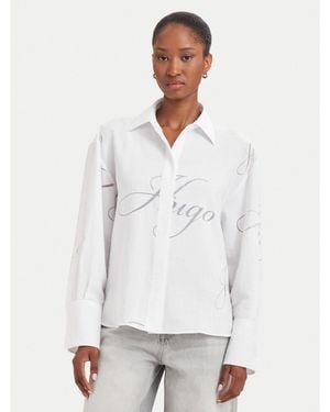 HUGO Hemd Echinacea 50562585 Oversize - Weiß