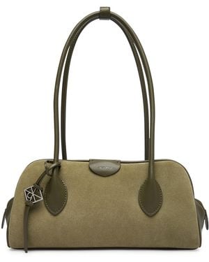 Calvin Klein Handtasche Emblem Trio Suede Shoulder Bag Lv04F3888G - Grün