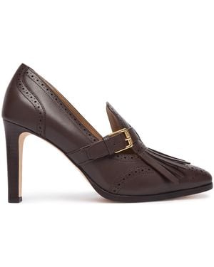 Ralph Lauren Halbschuhe Colleen Perforated Calfskin Kiltie Pump 802P02364004 - Braun