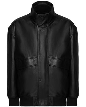 BOSS Lederjacke 50566593 Regular Fit - Schwarz