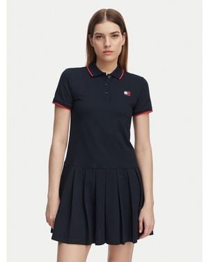 Tommy Hilfiger Kleid Für Den Alltag Tommy Badge Dw0Dw22328 Relaxed Fit - Blau