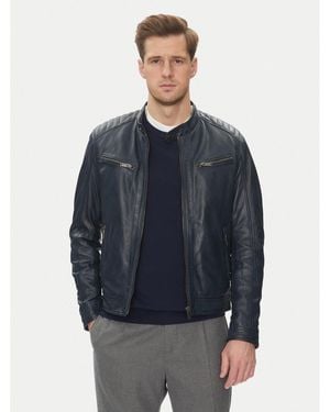 Serge Pariente Lederjacke Alon Regular Fit - Blau