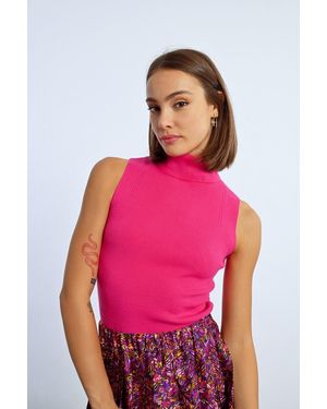 Molly Bracken Pull sans manches à col roulé - Rouge