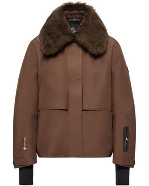 Moncler Moncler Caurel Shearling-Trimmed Insulated Ski Jacket - Brown