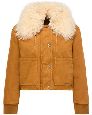 Moncler Moncler Gravio Shearling-Trimmed Short Down Jacket - Metallic