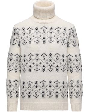 Moncler Crystal-Embroidered Alpaca & Wool Blend Polo Neck Jumper - White