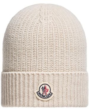 Moncler Moncler Tricot Wool Blend Beanie - Natural