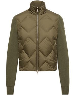 Moncler Moncler Wool & Cashmere Padded Zip-Up Cardigan - Green