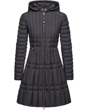 Moncler Moncler Menthelong Vertical-Quilted Hooded Down Jacket - Black