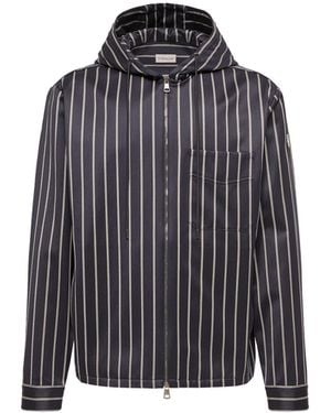 Moncler Moncler Wool & Cotton Striped Hooded Shirt - Blue