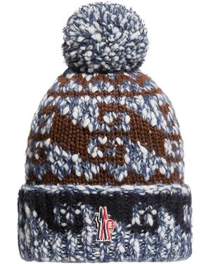 Moncler Moncler Alpaca & Wool Blend Beanie With Pom Pom - Blue