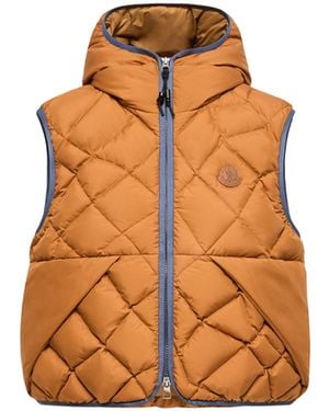 Moncler Moncler Armella Hooded Diamond-Quilted Down Gilet - Orange