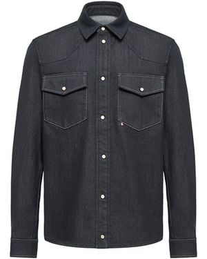 Moncler Moncler Denim Long Sleeve Shirt - Blue