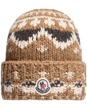 Moncler Moncler Bouclé Wool Blend Beanie - Natural