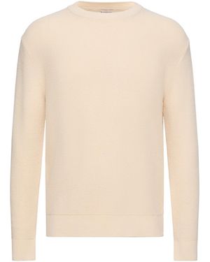 Moncler Moncler Leather Logo Wool Jumper - Natural