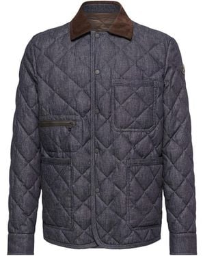 Moncler Moncler Kryen Diamond Quilted Denim Down Shirt Jacket - Blue