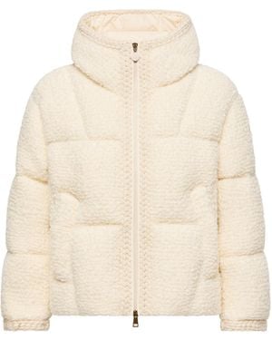 Moncler Moncler Cristallin Hooded Wool Blend Short Down Jacket - Natural