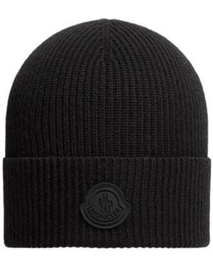 Moncler Moncler Logo Wool Beanie - Black