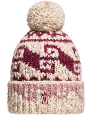 Moncler Moncler Alpaca & Wool Blend Beanie With Pom Pom - Pink