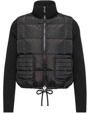 Moncler Moncler Square-Quilted Padded Wool Zip-Up Cardigan - Black