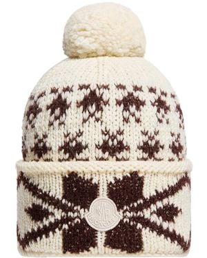 Moncler Moncler Jacquard Knit Beanie - Natural