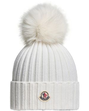 Moncler Moncler Wool Beanie With Pom Pom - White