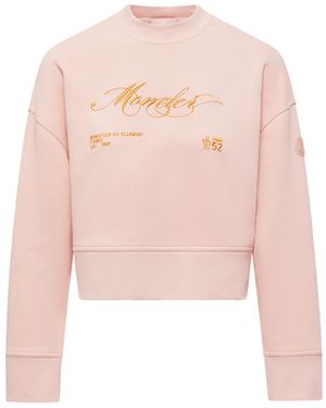 Moncler Embroidered Cotton Sweatshirt - Pink