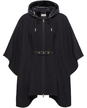 Moncler Moncler Padded Wool Blend Cape - Black