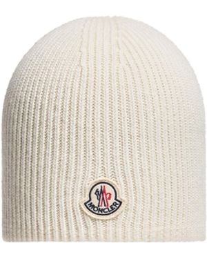 Moncler Moncler Logo Wool Beanie - White