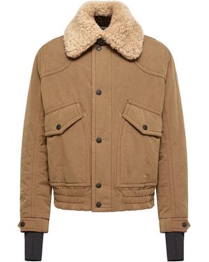 Moncler Moncler Alpental Shearling-Trimmed Canvas Down Bomber Jacket - Natural