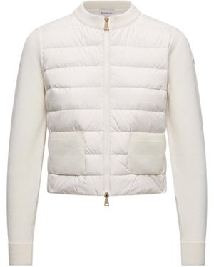 Moncler Padded Wool Zip-Up Cardigan - White