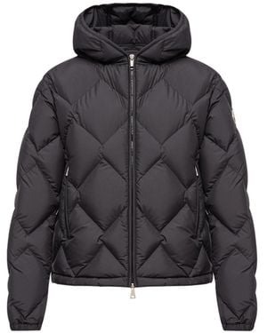 Moncler Moncler Arvouinne Hooded Triangle-Quilted Short Down Jacket - Black