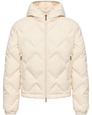 Moncler Moncler Arvouinne Hooded Triangle-Quilted Short Down Jacket - Natural