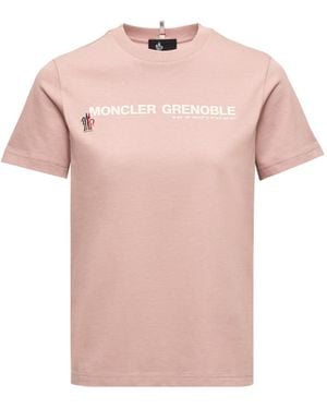 Moncler Logo Cotton T-Shirt - Pink