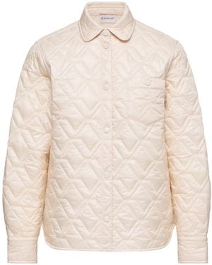 Moncler Moncler Diamond-Quilted Padded Shirt Jacket - Natural