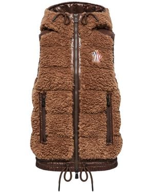 Moncler Moncler Teddy Hooded Insulated Gilet - Brown