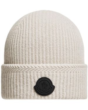 Moncler Moncler Cashmere Logo Beanie - White