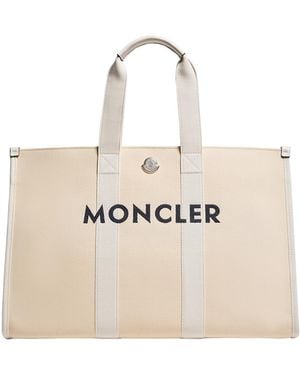 Moncler Moncler Logo Canvas Tote Bag - Natural