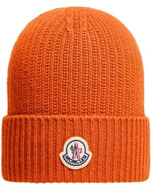 Moncler Moncler Tricot Wool Blend Beanie - Orange