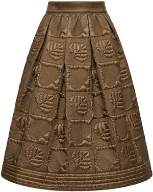 Moncler Moncler Leaf-Quilted Padded A-Line Skirt - Brown