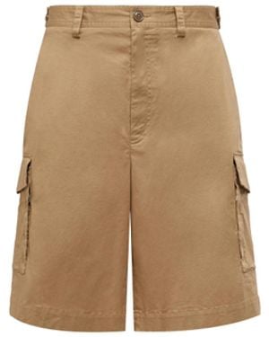 Moncler Cotton Gabardine Cargo Shorts - Natural