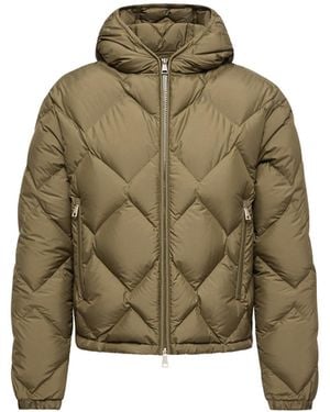 Moncler Moncler Arvouinne Hooded Triangle-Quilted Short Down Jacket - Green