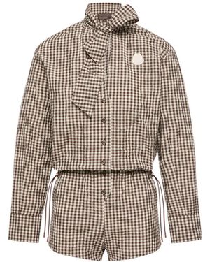 Moncler Moncler Vichy Romper With Bow - Brown