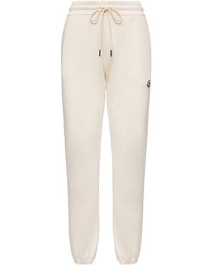 Moncler Moncler Logo Cotton Blend Fleece Sweatpants - Natural