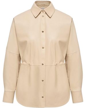 Moncler Moncler Leather Long Sleeve Shirt - Natural
