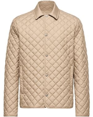 Moncler Moncler Avrelie Diamond Quilted Padded Shirt Jacket - Natural
