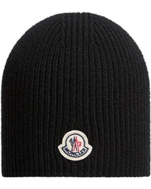 Moncler Moncler Logo Wool Beanie - Black