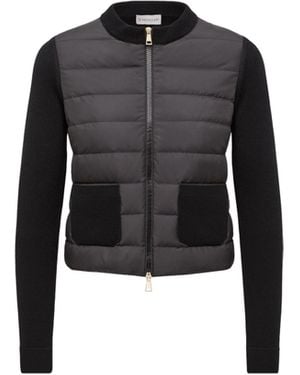 Moncler Padded Wool Zip-Up Cardigan - Black