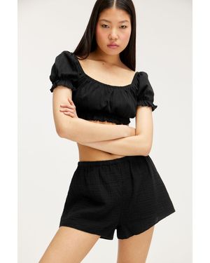 Monki Mini Pull-on Cotton Shorts - Black