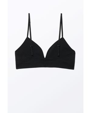 Monki Soft Ribbed Triangle Bra - Black